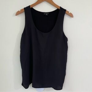 Ann Taylor Black Sleeveless Shell Tank Top Scoop Neck Mixed Media M Medium